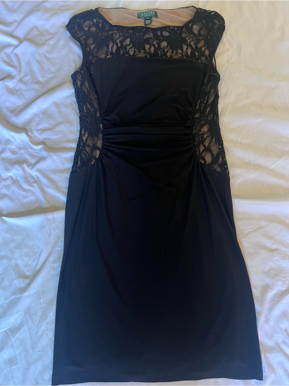 Lauren Ralph Lauren Black Lace-Detail Midi Dress